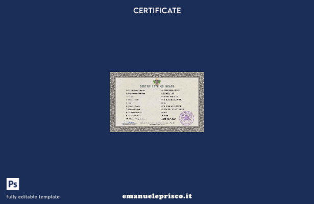 modello PSD del certificato di morte dello stato di stato di Santa Lucia in stil